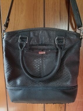 Black Textured Tote Bag with Shoulder Strap